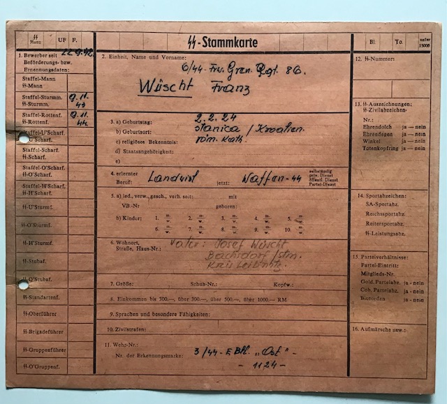 SS Stammkarte Mauthausen - Image 2