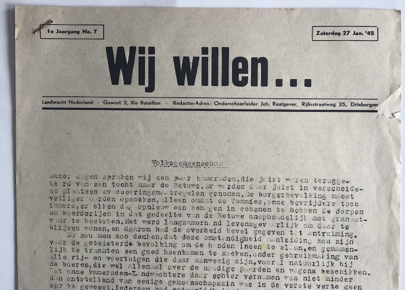 Wij Willen, Landwacht Paper - Image 3