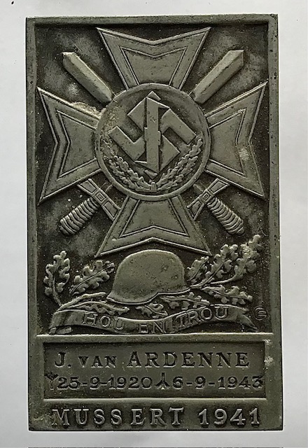 Death Plaque - SS volunteer 'van Ardenne' - Image 2