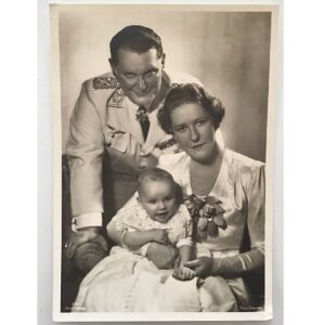 Original postcard depicting Hermann Göring, his second wife Emmy Sonnemann, and their child Edda Göring (born 3 September 1931).