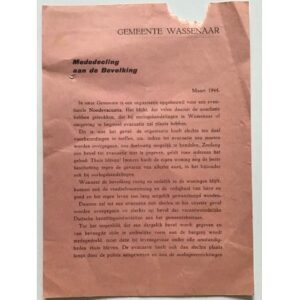 Wassenaar Evacuation Leaflet 1944