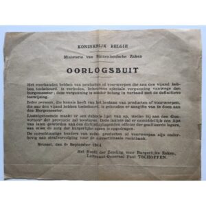 Brussels War Booty Proclamation