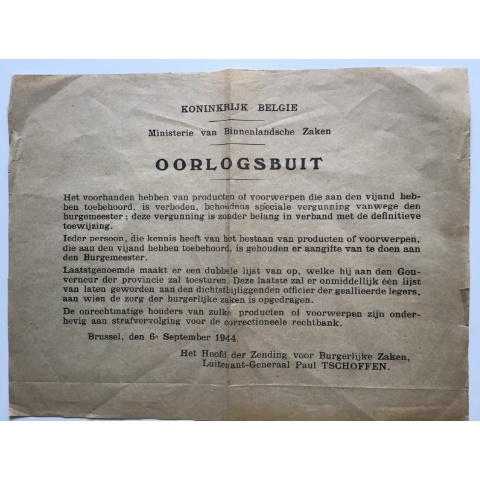 Brussels War Booty Proclamation