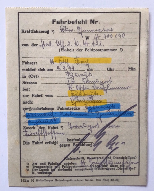 SS Fahrbefehl Netherlands 1944 - Image 3