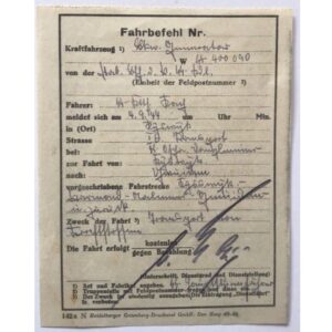 SS Fahrbefehl Netherlands 1944