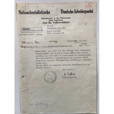 NSDAP Letter Arnhem