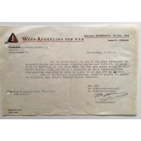 WA Reprimand to Hilversum Commander